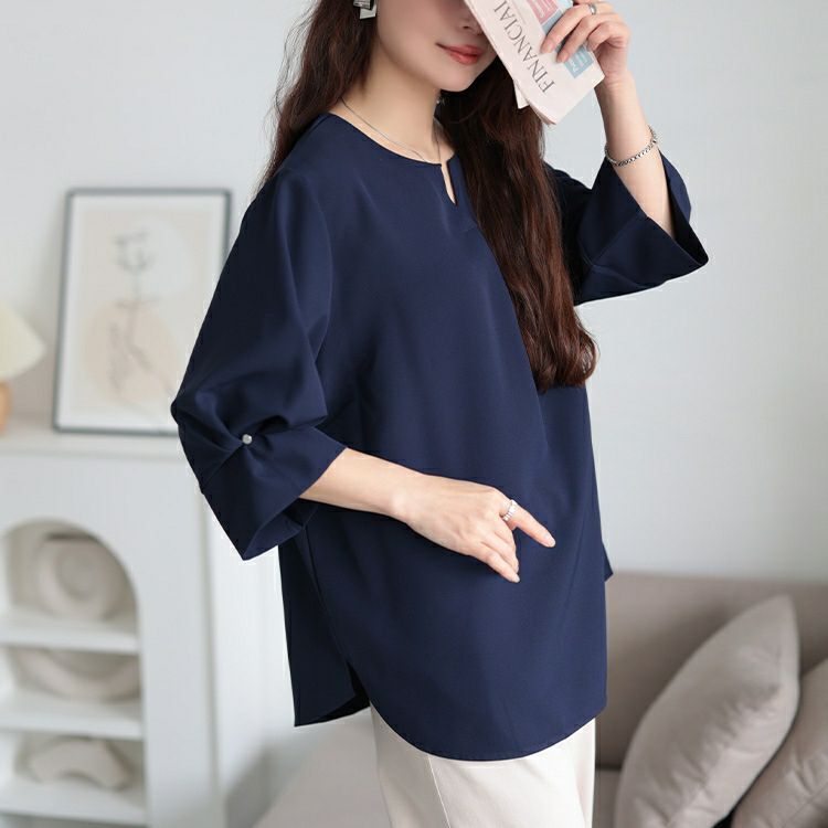 大きいサイズ レディース キーネックタックスリーブプルオーバー　mncut-152328【メール便可】