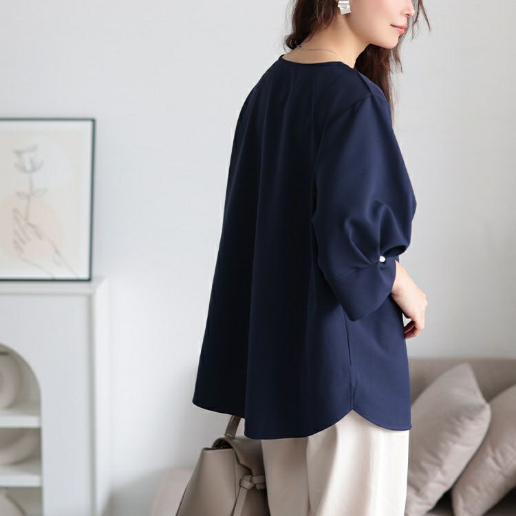 大きいサイズ レディース キーネックタックスリーブプルオーバー　mncut-152328【メール便可】