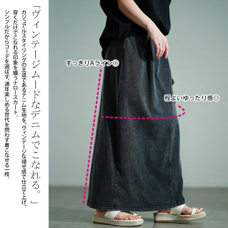 大きいサイズ レディース カットデニムナロースカート　sada-6931【メール便可】