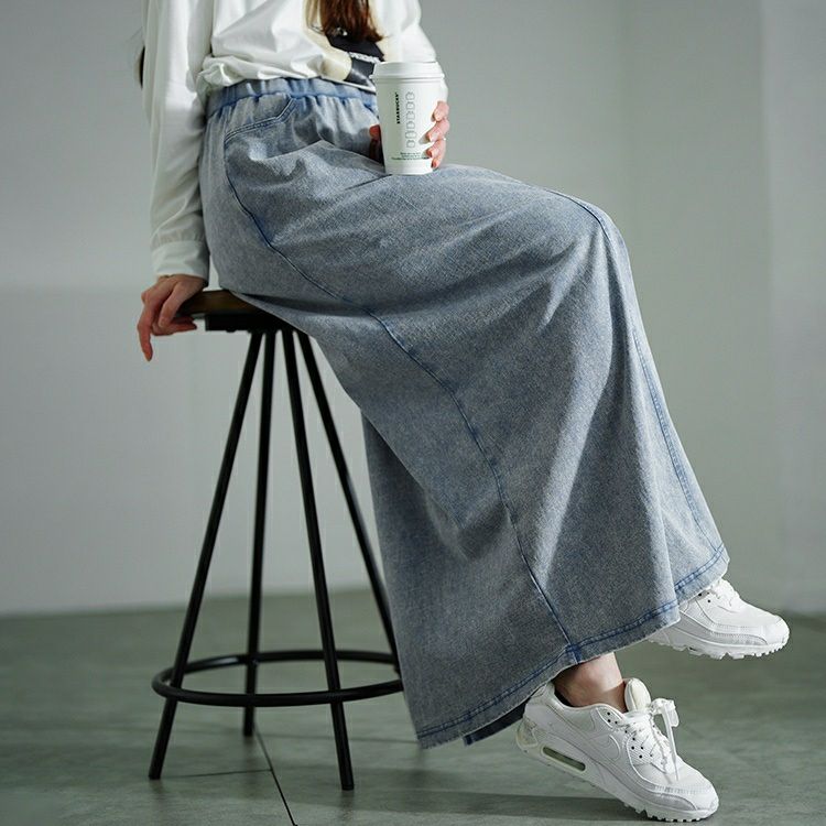 大きいサイズ レディース カットデニムナロースカート　sada-6931【メール便可】