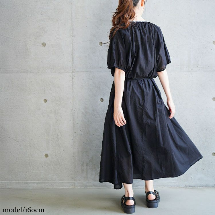 大きいサイズ レディース リボン紐付きエスニック風シャツワンピース　kt-24mi7【メール便可】