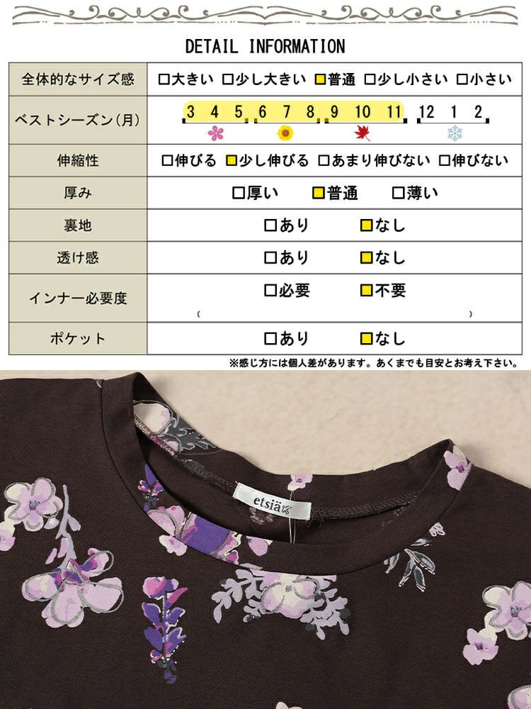 大きいサイズ レディース 接触冷感花柄コットンTシャツ　plan-281517 【メール便可】