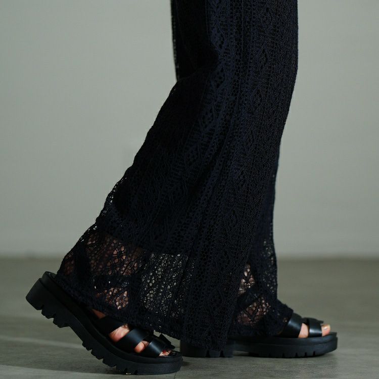 大きいサイズ レディース カットレースフレアパンツ　plan-281121