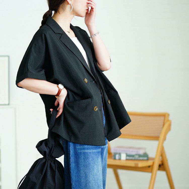 大きいサイズ レディース ダブルボタンオーバーサイズジャケット　plan-381012 【メール便可】