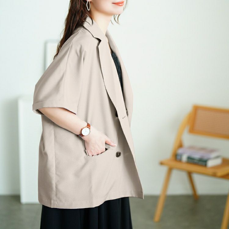 大きいサイズ レディース ダブルボタンオーバーサイズジャケット　plan-381012 【メール便可】