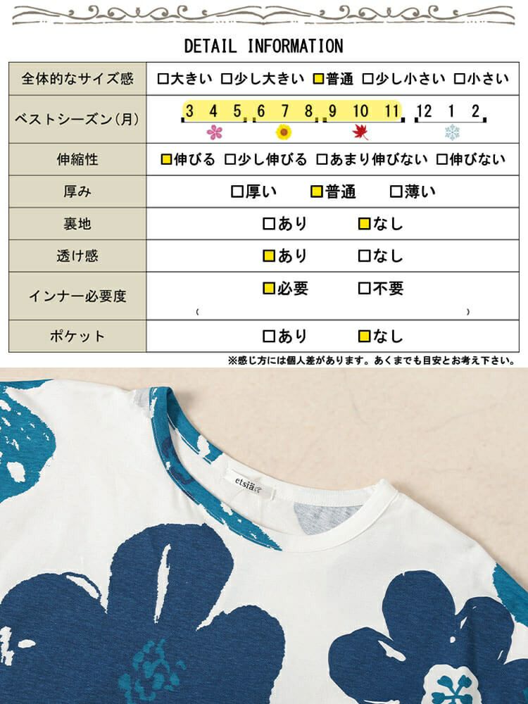大きいサイズ レディース 接触冷感大花柄コットンTシャツ　plan-281513 【メール便可】