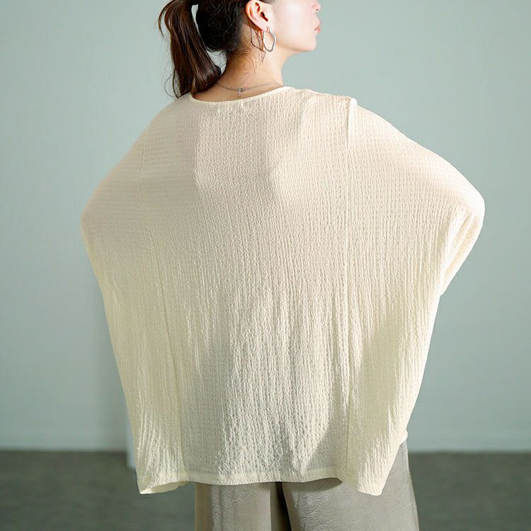 大きいサイズ レディース モモンガ風ジャガードドルマンカットソー　mncut-152333【メール便可】