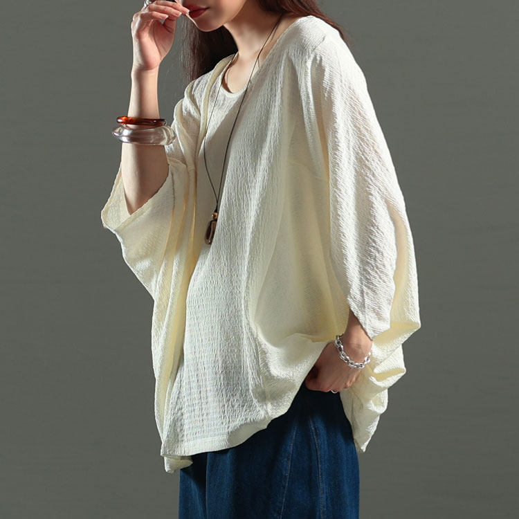 大きいサイズ レディース モモンガ風ジャガードドルマンカットソー　mncut-152333【メール便可】