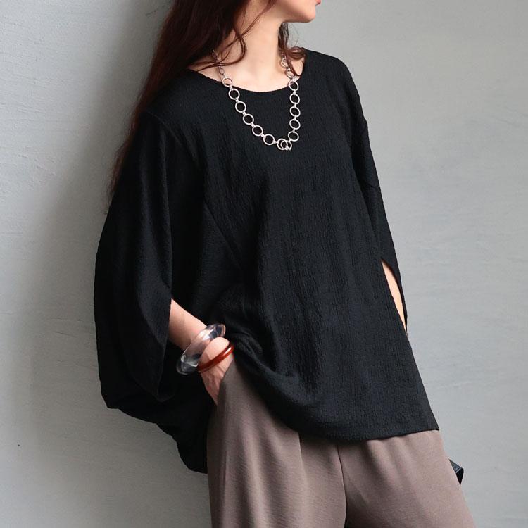 大きいサイズ レディース モモンガ風ジャガードドルマンカットソー　mncut-152333【メール便可】