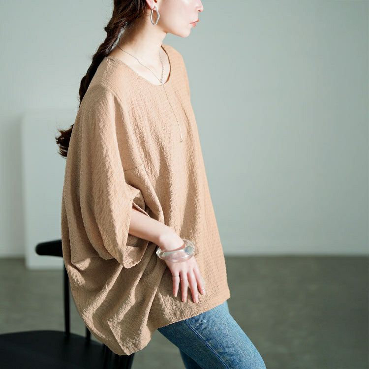 大きいサイズ レディース モモンガ風ジャガードドルマンカットソー　mncut-152333【メール便可】