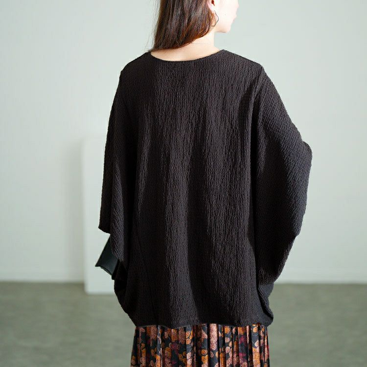 大きいサイズ レディース モモンガ風ジャガードドルマンカットソー　mncut-152333【メール便可】