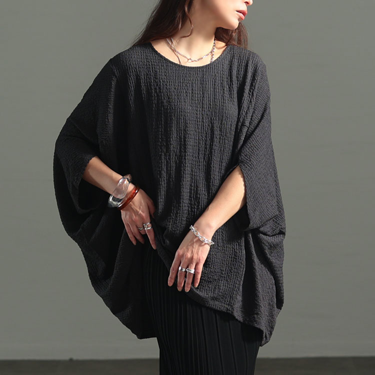 大きいサイズ レディース モモンガ風ジャガードドルマンカットソー　mncut-152333【メール便可】