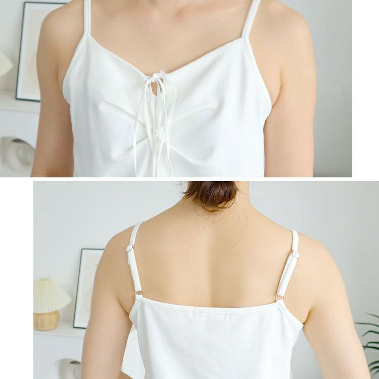 大きいサイズ レディース リボン紐キーネックキャミソール　goldy-1678【メール便可】