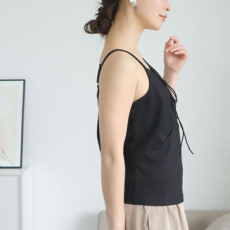 大きいサイズ レディース リボン紐キーネックキャミソール　goldy-1678【メール便可】