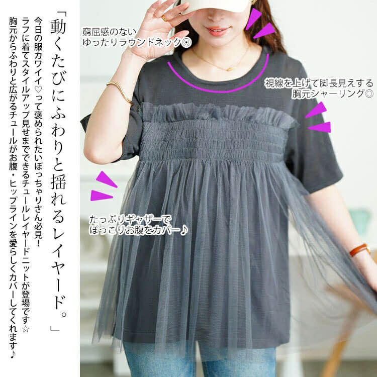 大きいサイズ レディース チュールビスチェドッキングニット　sum-0014【メール便可】