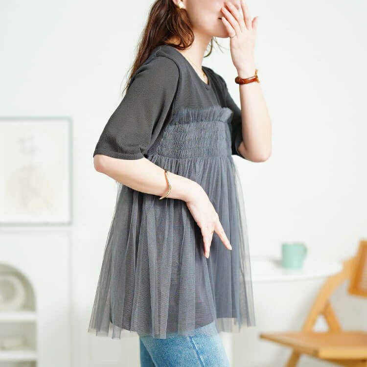 大きいサイズ レディース チュールビスチェドッキングニット　sum-0014【メール便可】