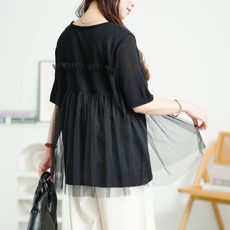 大きいサイズ レディース チュールビスチェドッキングニット　sum-0014【メール便可】