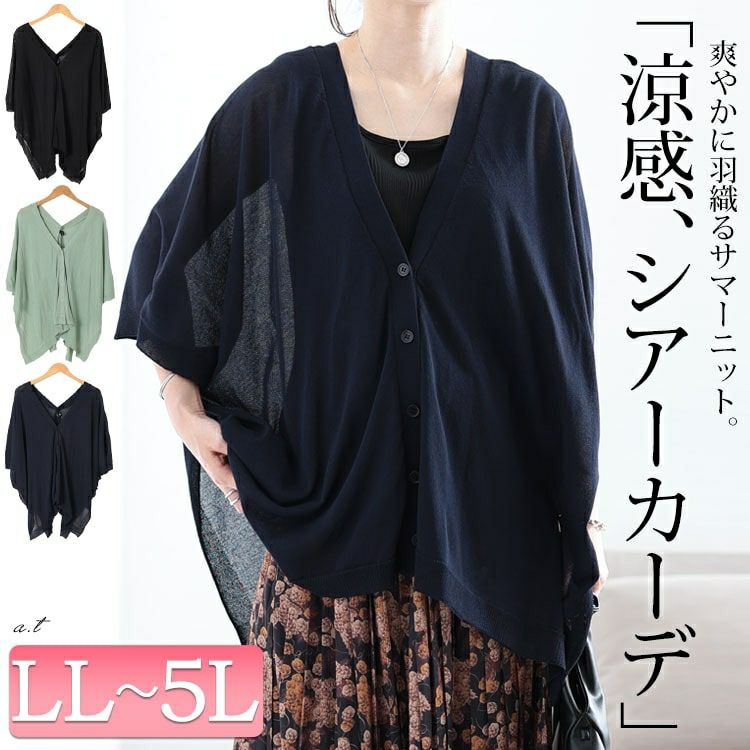 大きいサイズ レディース サイドボタンシアードルマンカーディガン　sum-0011【メール便可】