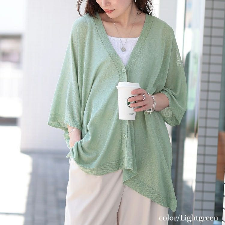 大きいサイズ レディース サイドボタンシアードルマンカーディガン　sum-0011【メール便可】