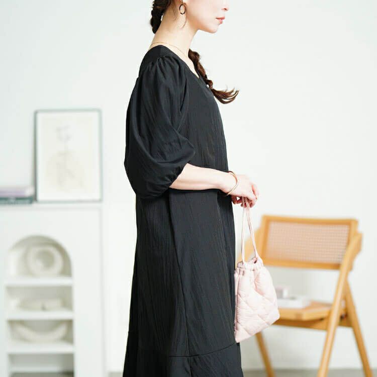 大きいサイズ レディース 前後2wayパフスリーブワンピース　sum-0008【メール便可】