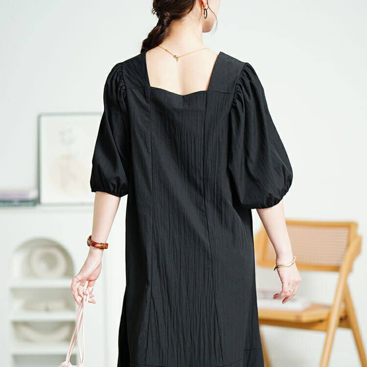 大きいサイズ レディース 前後2wayパフスリーブワンピース　sum-0008【メール便可】