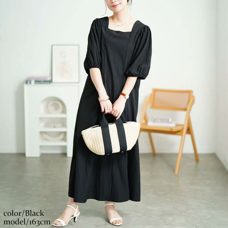 大きいサイズ レディース 前後2wayパフスリーブワンピース sum-0008