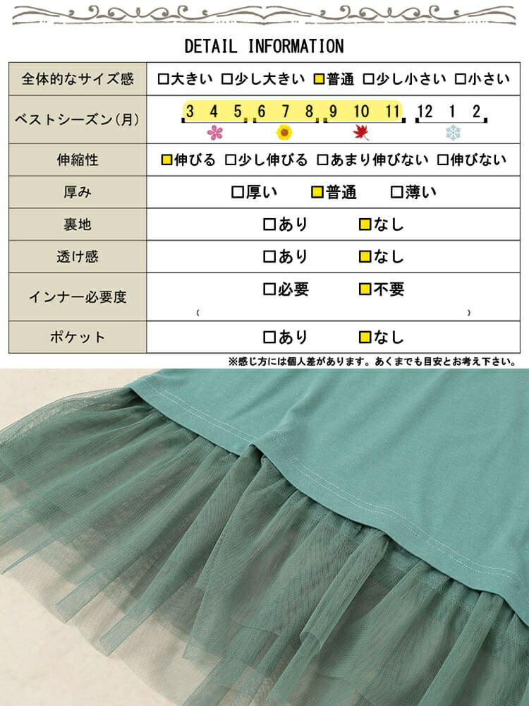 大きいサイズ レディース 裾ティアードチュール切り替えTシャツ　fem-588【メール便可】