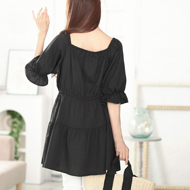 大きいサイズ レディース 2wayストライプぺプラムチュニック　tani-36918ll