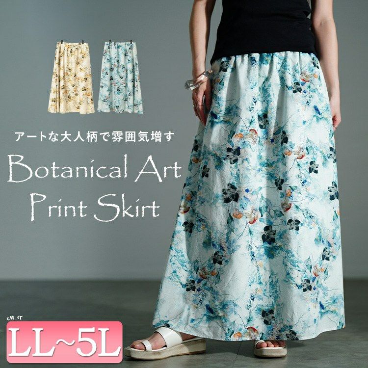 大きいサイズ レディース 花柄フレアスカート　nw-25026【メール便可】