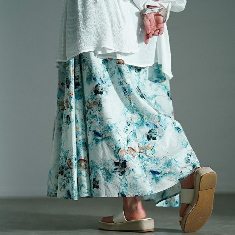 大きいサイズ レディース 花柄フレアスカート　nw-25026【メール便可】