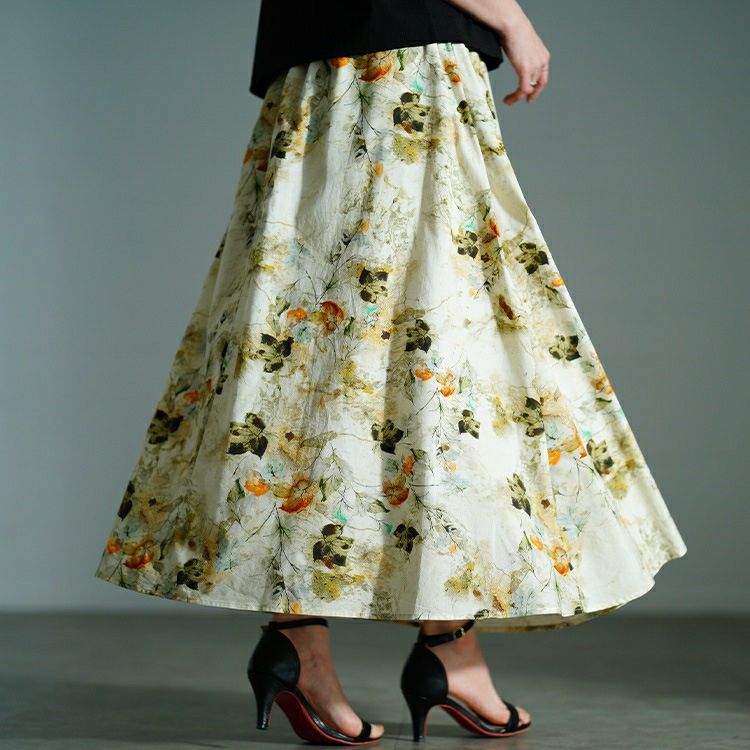大きいサイズ レディース 花柄フレアスカート　nw-25026【メール便可】