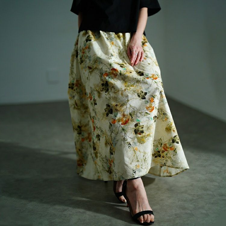 大きいサイズ レディース 花柄フレアスカート　nw-25026【メール便可】