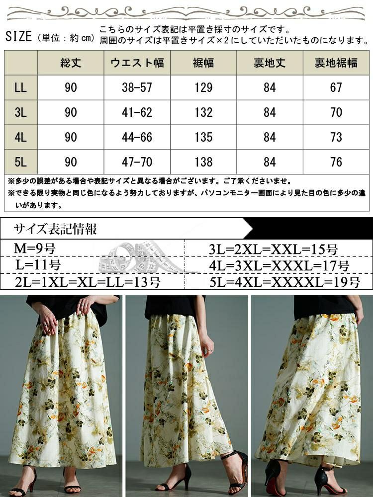 大きいサイズ レディース 花柄フレアスカート　nw-25026【メール便可】
