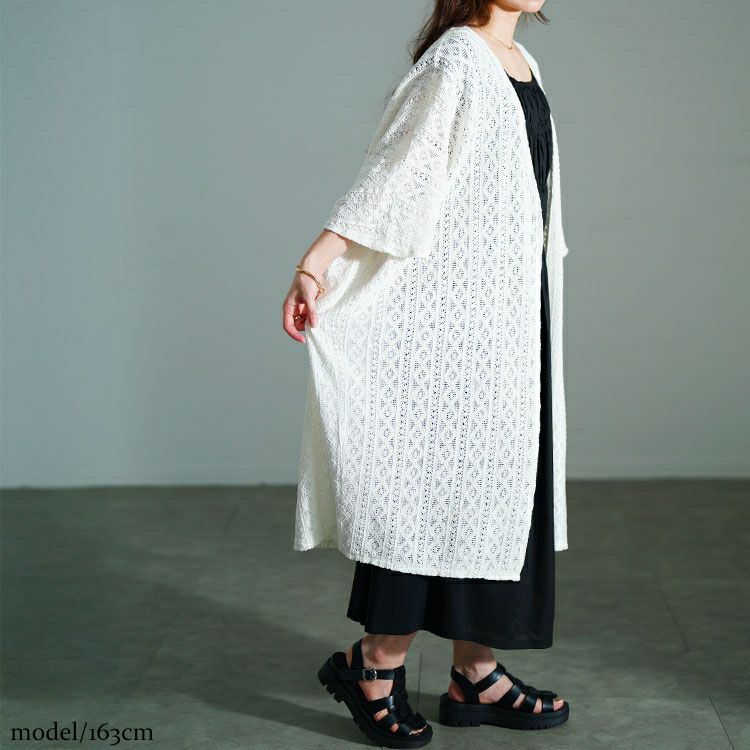 大きいサイズ レディース 総レースロングカーディガン　sw-0753