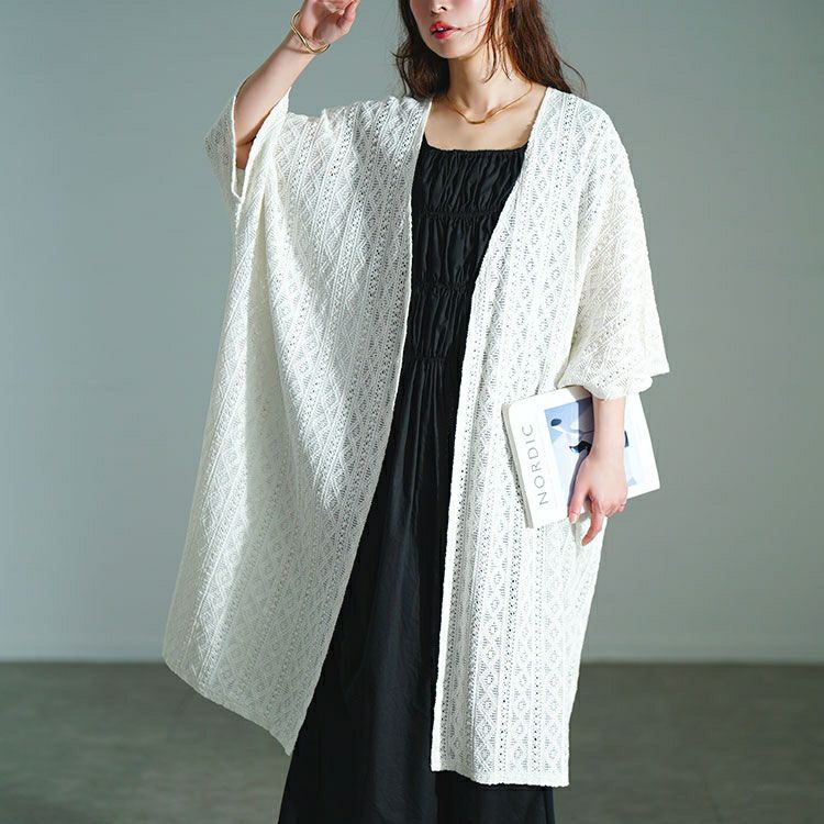 大きいサイズ レディース 総レースロングカーディガン　sw-0753