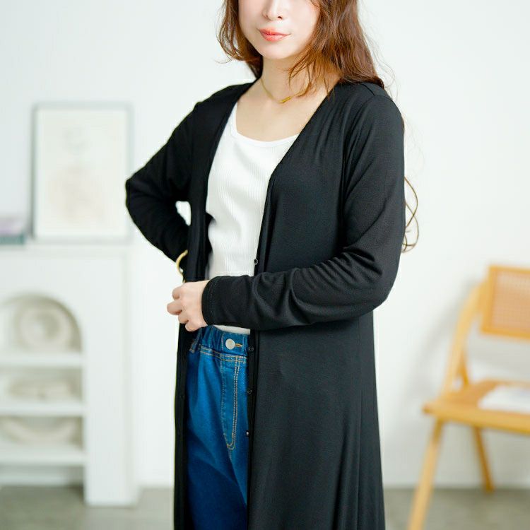 大きいサイズ レディース ロング丈Vネックカーディガン　goldy-1672【メール便可】