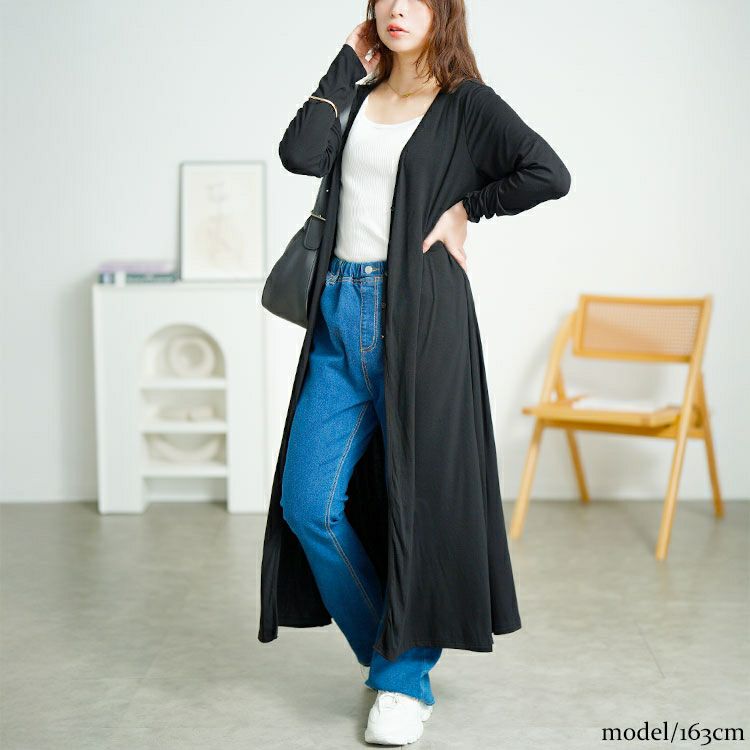 大きいサイズ レディース ロング丈Vネックカーディガン　goldy-1672【メール便可】