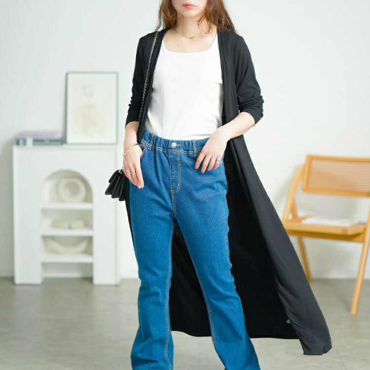 大きいサイズ レディース ロング丈Vネックカーディガン　goldy-1672【メール便可】