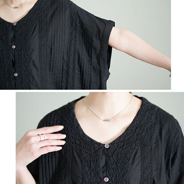 大きいサイズ レディース レース模様ドルマンシャツワンピース　kt-24mi6