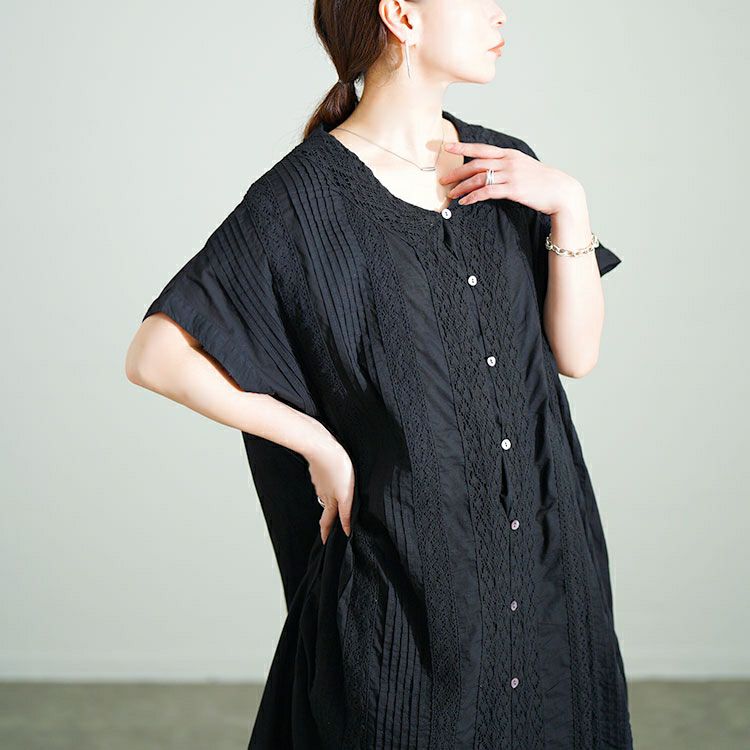 大きいサイズ レディース レース模様ドルマンシャツワンピース　kt-24mi6