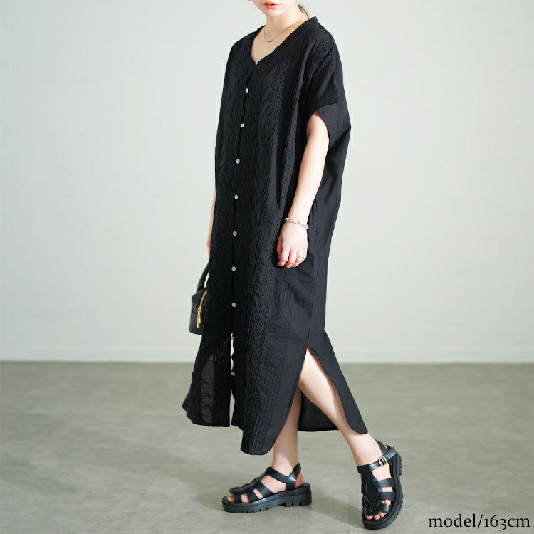 大きいサイズ レディース レース模様ドルマンシャツワンピース　kt-24mi6