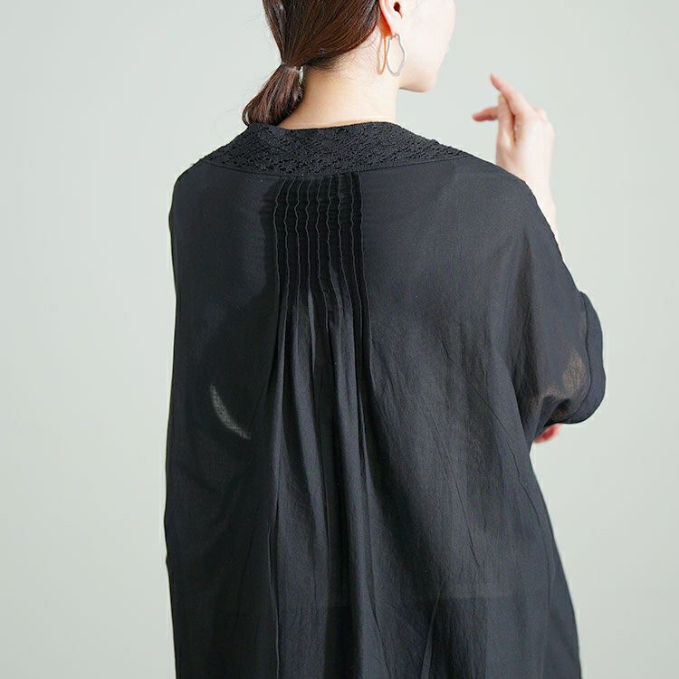 大きいサイズ レディース レース模様ドルマンシャツワンピース　kt-24mi6