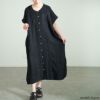 大きいサイズ レディース レース模様ドルマンシャツワンピース　kt-24mi6 ブラック