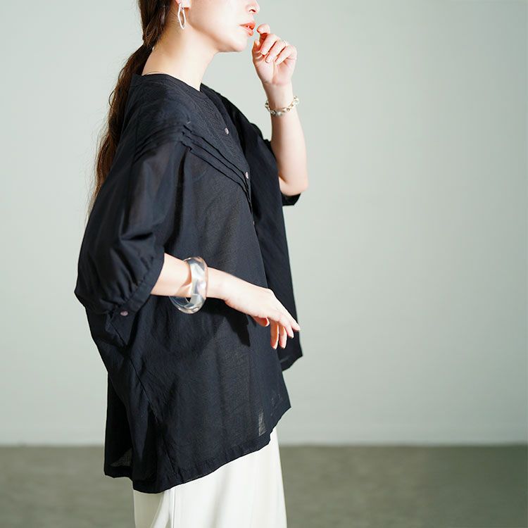 大きいサイズ レディース キーネックドルマンシャツ　kt-24mi8【メール便可】