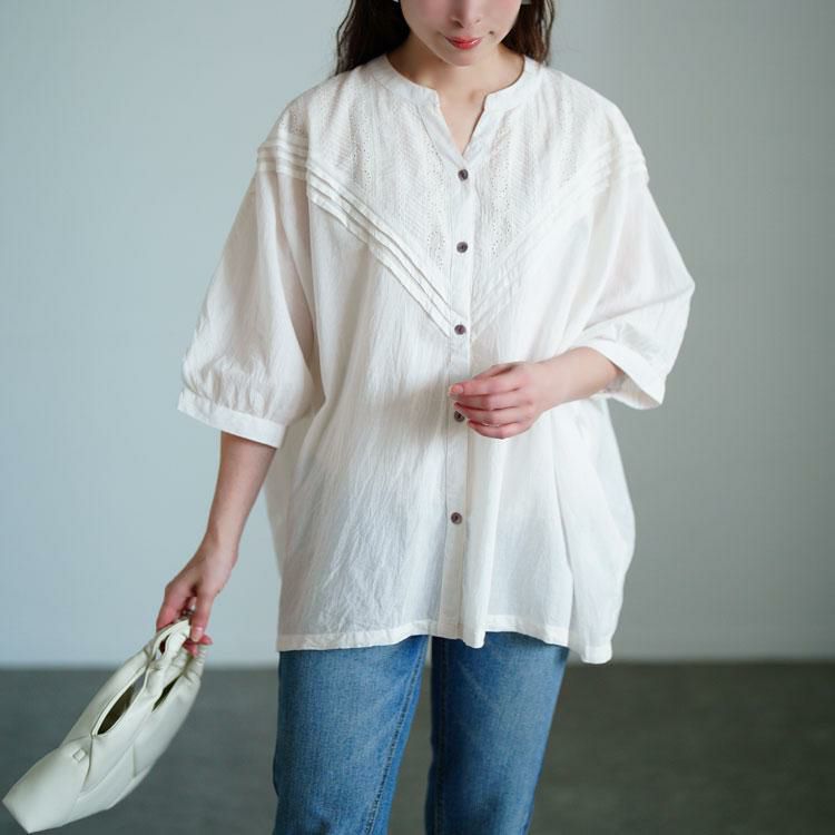 大きいサイズ レディース キーネックドルマンシャツ　kt-24mi8【メール便可】 ホワイト