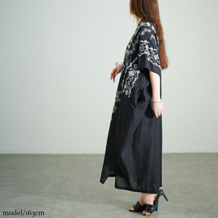 大きいサイズ レディース エスニック柄Vネックドルマンワンピース　kt-24mi5【メール便可】