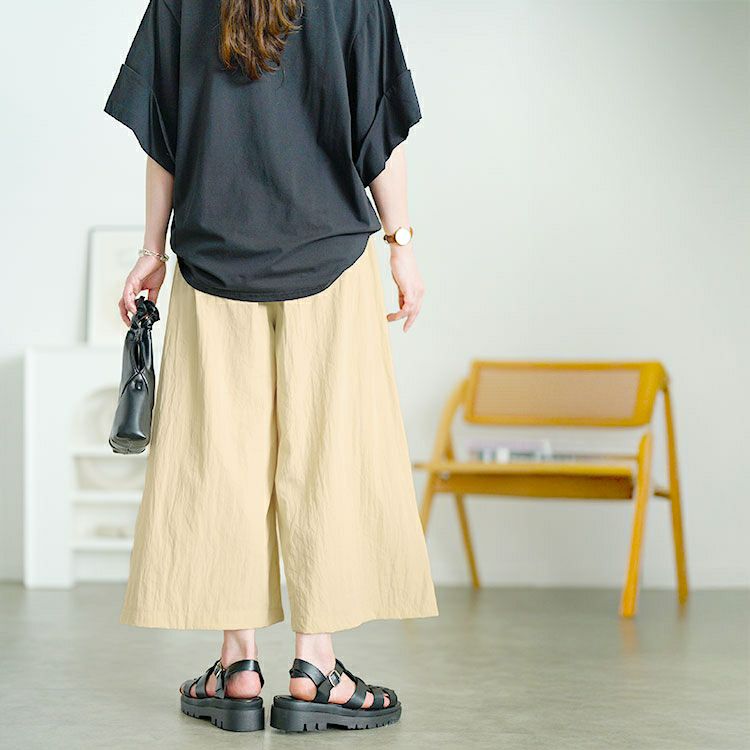 大きいサイズ レディース タックギャザーワイドパンツ　goldy-1669【メール便可】