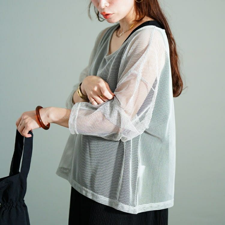 大きいサイズ レディース メッシュプルオーバー＆ノースリーブワンピース2点セット　tog-1048