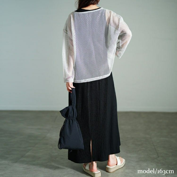 大きいサイズ レディース メッシュプルオーバー＆ノースリーブワンピース2点セット　tog-1048