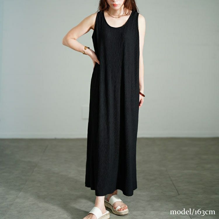 大きいサイズ レディース メッシュプルオーバー＆ノースリーブワンピース2点セット　tog-1048